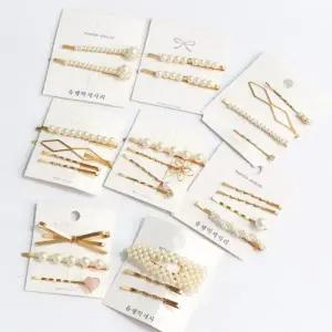 진주 장식 똑딱핀 헤어클립 실핀 반묶음 머리장식 핀