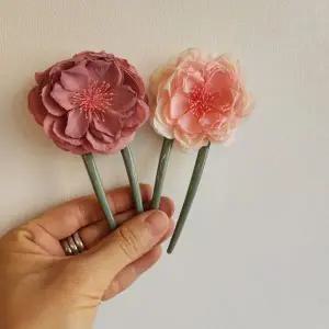 [셀러에이드]U자형 헤어핀 꽃 장식 비녀 머리핀 여성용 헤어 액세서리