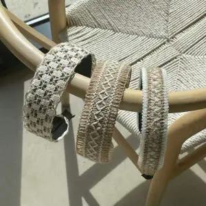 제주 바다 휴양지 왕골 아가일 체크 베이지 헤어밴드 머리띠