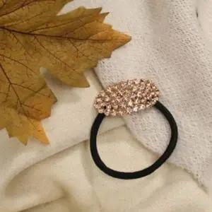 크리스탈 라운드 큐빅 헤어끈 피치 컬러 미니 고무줄 방울 머리밴드