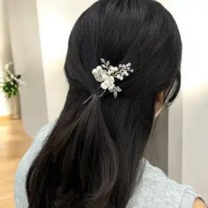 [콩심팥심]혼주 머리장식 U자 비녀 은색 헤어핀 전통 혼례용