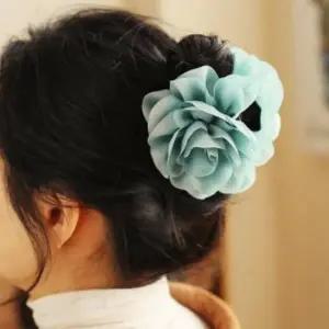 쉬폰 소재 꽃잎 디자인 헤어 집게핀 반묶음용 플라워 머리핀