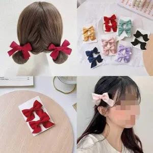 [골드스마일]미니 새틴 리본 헤어 집게핀 소녀용 캔디 스타일 2세트