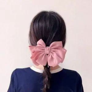 레이어드 큐빅 자동 리본 머리핀 올림머리 헤어핀 긴머리 리본장식