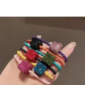 [골드스마일]큐빅 장식 머리끈 당고머리용 머리방울 고무줄 헤어밴드 슈슈