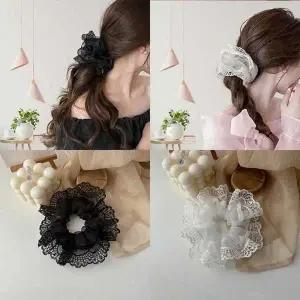 오간자 플라워 시스루 레이스 헤어 스트랩 곱창밴드