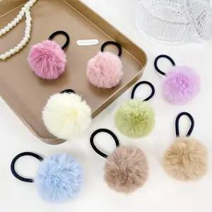 [골드스마일]밍크 퍼 왕방울 헤어밴드 머리끈 머리띠