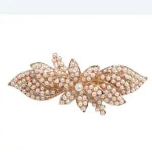 진주 장식 자동 헤어핀 바레트 꽃 모양 고정 머리핀 포인트핀