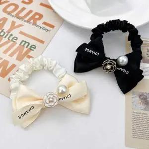 진주 장식 헤어밴드 클래식 고무줄 곱창 머리끈 스크런치