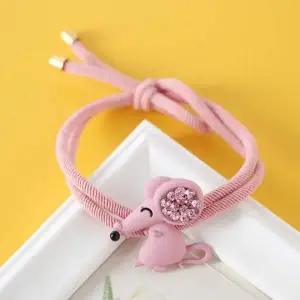 큐빅 장식 헤어 스크런치 머리끈 쥐 모양 머리 슈슈