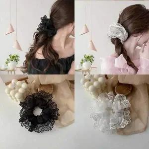 오간자 플라워 시스루 레이스 헤어 스트랩 곱창밴드