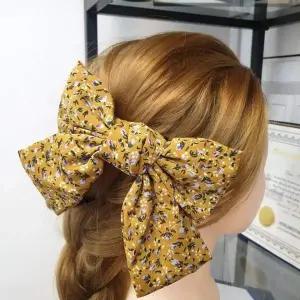 [에이치플러스몰]잔꽃 무늬 헤어클립 빅리본 자동 집게핀