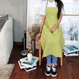 [골드스마일]어린이집 유치원 교사용 코튼 린넨 원피스 앞치마