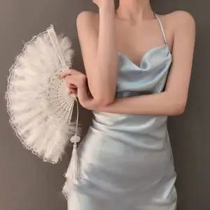 [골드스마일]레이스 깃털 접이식 손부채 공연용 무대 부채 연극 소품 부채