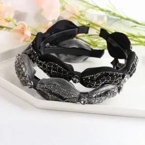 시후주얼리 체크 볼륨 리본 라인 크리스탈 여성 헤어밴드 HA911Hb