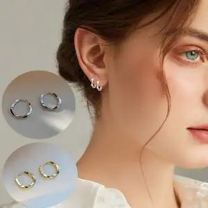 [셀러에이드]S925 순은 뫼비우스 링 원터치 귀걸이 실버 골드 은침 이어링