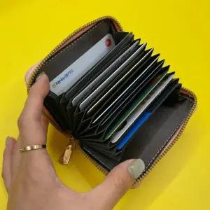 지퍼 잠금 여성용 카드지갑 핑크 명함 케이스 가죽 카드홀더