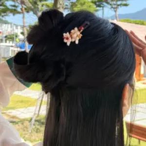 전통 혼례용 한복 비녀 웨딩 헤어장식 화이트 꽃 장신구