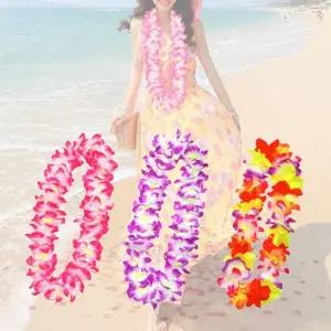 [셀러에이드]하와이안 플라워 목걸이 인조꽃 3컬러 환영 장식 훌라 꽃목걸이