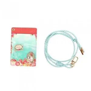민트 컬러 일러스트 소가죽 카드 지갑 목걸이 홀더