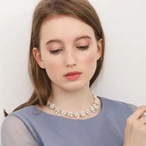 [골드스마일]메탈 진주 장식 체인 목걸이 여성 액세서리