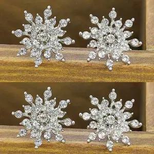 [골드스마일]큐빅 눈꽃 모양 미니 귀걸이 스노우 디자인