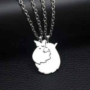 [골드스마일]여우 모양 우정 커플 목걸이 학생용 심플 체인 목걸이