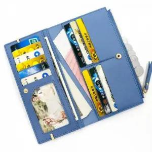 여성용 슬림 장지갑 여자 학생 소가죽 지퍼 지갑