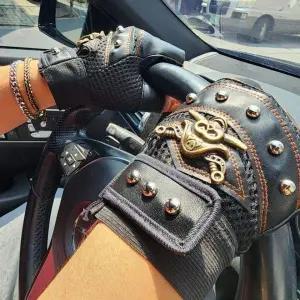 [콩심팥심]남성용 해골 문양 라이딩 바이크 오토바이 자전거 암벽 등반 장갑