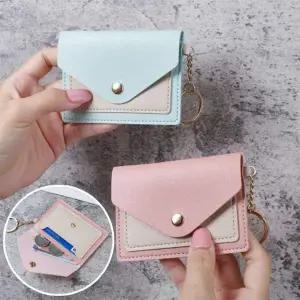 [에이치플러스몰]슬림 가죽 카드지갑 명함 수납 반지갑 열쇠고리 포함 지갑