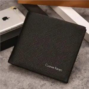 남성 소가죽 슬림 반지갑 블랙 가죽 장지갑 컴팩트 디자인