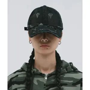매장정품 DEFGARMENTS LOGO DESTROYED CAP [BLACK]