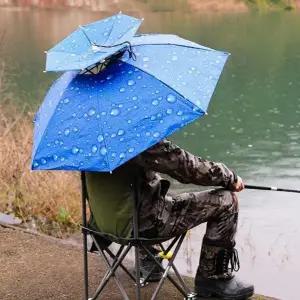 양손 자유로운 낚시 그늘막 모자 우산 머리에 쓰는