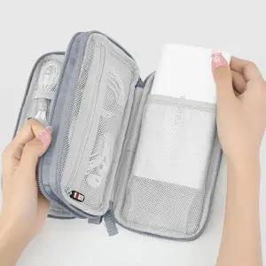 휴대용 케이블 정리 충전기 2단 멀티 수납 파우치