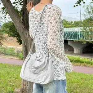 포켓 디자인 스트랩 미니 크로스백 컬러 데일리 캐주얼 소지품 가방