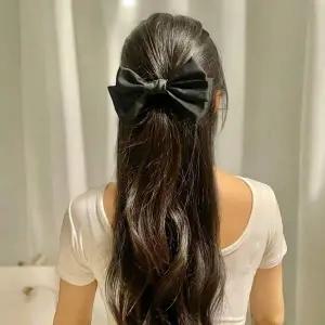 머리끈 블랙 왕리본 곱창밴드