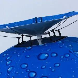 쓰는 대형 우산모자 2단 블루 머리에