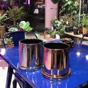 모던 도기 도금 화분 유광 원통형 15x15cm 골드 심플 예쁜 감성 선물 선물용 원형 사각