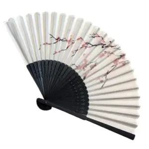 [골드스마일]매화나무 대나무 부채 접이식 화이트 일본직수입
