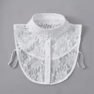 [패션] 여성용 기본 레이스 컷아웃 페이크 카라 블라우스