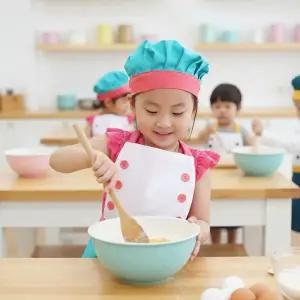 어린이 요리사복 앞치마 모자 세트 쉐프 쿠킹클래스 유아 아동 주방 요리 복장 압치마 위생