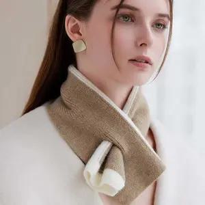 연말 모임 룩 파티 투톤 양면 짧은 쁘띠 머플러 코디