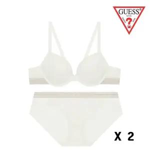 [백화점 정품] 게스 언더웨어 에센셜 아웃밴드 크림 와이어 브라 햄팬티 두 장 세트 ODWBR791ODWBP791CRM2