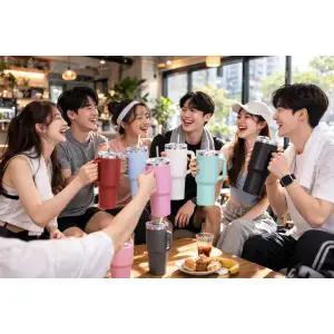 1.18리터 대용량 스텐 텀블러+빨대 포함 손잡이 보온 보냉병 내열 커플 컬러