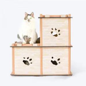 딩동펫 고양이 캣타워 숨숨집 스크래쳐 휴식 공간 박스하우스 3단