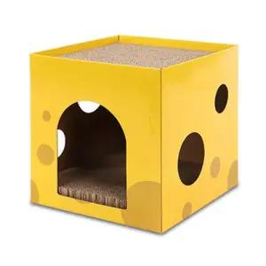 딩동펫 고양이 스크래쳐 숨숨 하우스 사각치즈 소형 사각치즈 스크래쳐 하우스 소형