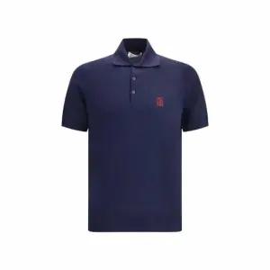 로고 니트 폴로 반팔 티셔츠 블루 남성 M29800195 CW425
