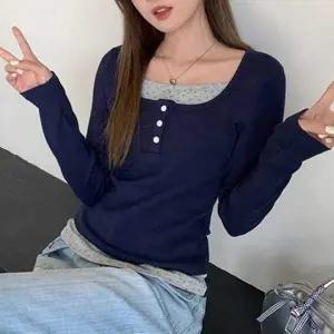 긴팔 티셔츠 여자 캐주얼 레이어드 팔티