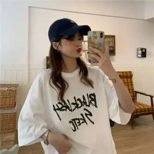 여성 반팔 박스 티셔츠 블랙래쉬