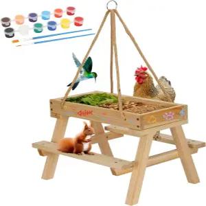다람쥐 피크닉 테이블 피더 페인트 세트가 포함된 DIY 목재 건축 키트 야생 조류 닭 오리 및 기타 가금류를